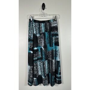 Bob Mackie Wearable Art Skirt Womens XXS Black‎ Teal Knit Pull On